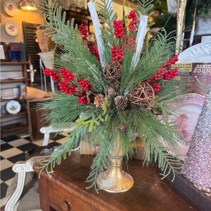 Festive Green and Red Holiday Arrangement